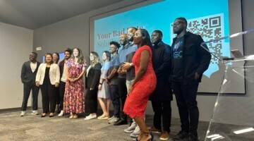 All finalists of the 20th Startup Runway Showcase in Atlanta on stage.
