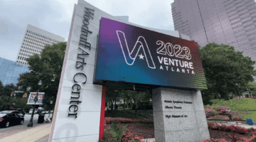 Outdoor monument for the Woodruff Arts Center and Venture Atlanta digital sign.