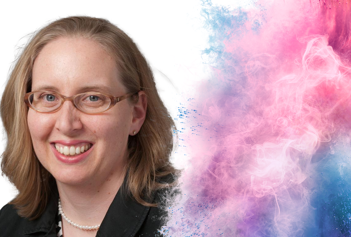 Headshot for Kimberly King-Spohn and Catalyst powder burst.